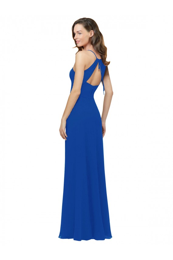 Soft Chiffon Spaghetti Straps Sleeveless Keyhole Back Long Bridesmaid Dress / Formal Dress Kent