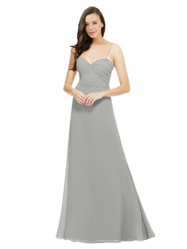 Chiffon Spaghetti Straps Sleeveless Long Bridesmaid Dress Kent