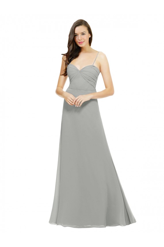 Chiffon Spaghetti Straps Sleeveless Long Bridesmaid Dress Kent