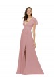 Chiffon V-Neck Flutter Sleeves V-Back Long Bridesmaid Dress / Evening Dress Kent