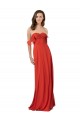 Soft Chiffon Sweetheart Sleeveless V-Back Red Long Bridesmaid Dress Kent