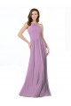 Soft Chiffon Halter Neck Sleeveless Dark Lavender Long Bridesmaid Dress Kent