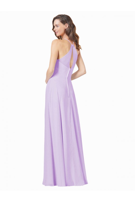 Soft Chiffon Spaghetti Straps Sleeveless Long Bridesmaid Gown Kent