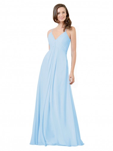 Chiffon Spaghetti Straps Sleeveless Keyhole Back Long Formal Dress / Bridesmaid Dress Kent