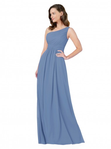 Chiffon One Shoulder Sleeveless One Shoulder Long Bridesmaid Dress Kent