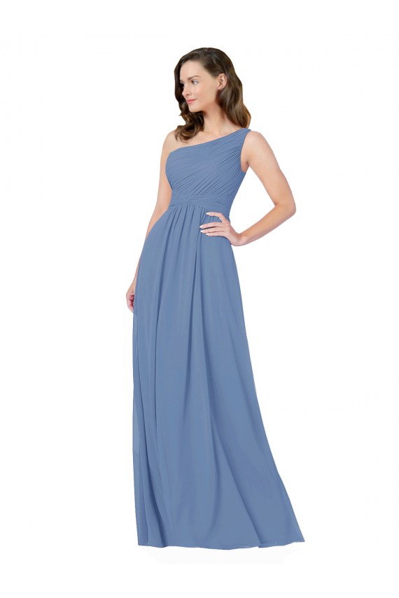 Chiffon One Shoulder Sleeveless One Shoulder Long Bridesmaid Dress Kent