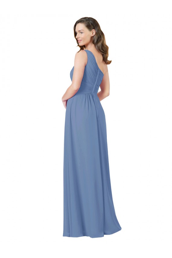 Chiffon One Shoulder Sleeveless One Shoulder Long Bridesmaid Dress Kent
