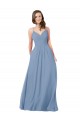 Chiffon V-Neck Sleeveless Open Back Dusty Blue Long Bridesmaid Dress / Evening Dress Kent