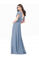 Soft Chiffon V-Neck Cap Sleeves Long Black Tie Prom Dress / Bridesmaid Dress Kent