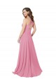 Soft Chiffon Halter Neck Sleeveless Keyhole Back Long Prom Dress / Bridesmaid Dress Kent
