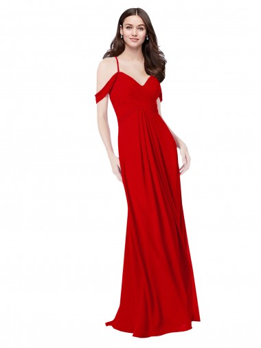 Soft Chiffon V-Neck Sleeveless Open Back Dark Red Long Bridesmaid Dress Kent