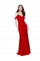 Soft Chiffon V-Neck Sleeveless Open Back Dark Red Long Bridesmaid Dress Kent
