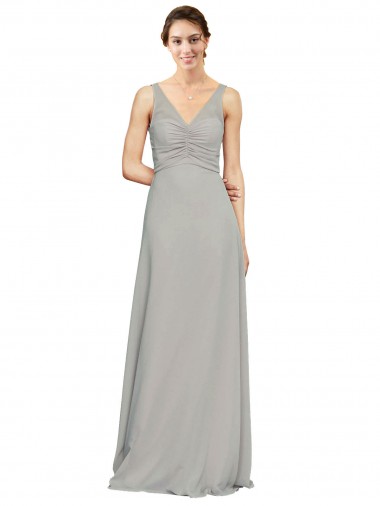 Soft Chiffon V-Neck Sleeveless Long Bridesmaid Dress Kent