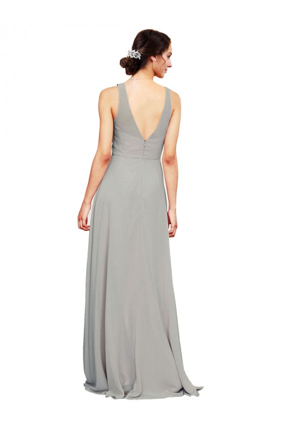 Soft Chiffon V-Neck Sleeveless Long Bridesmaid Dress Kent