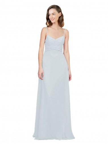 Soft Chiffon Spaghetti Straps Sleeveless Frost Long Bridesmaid Dress Kent