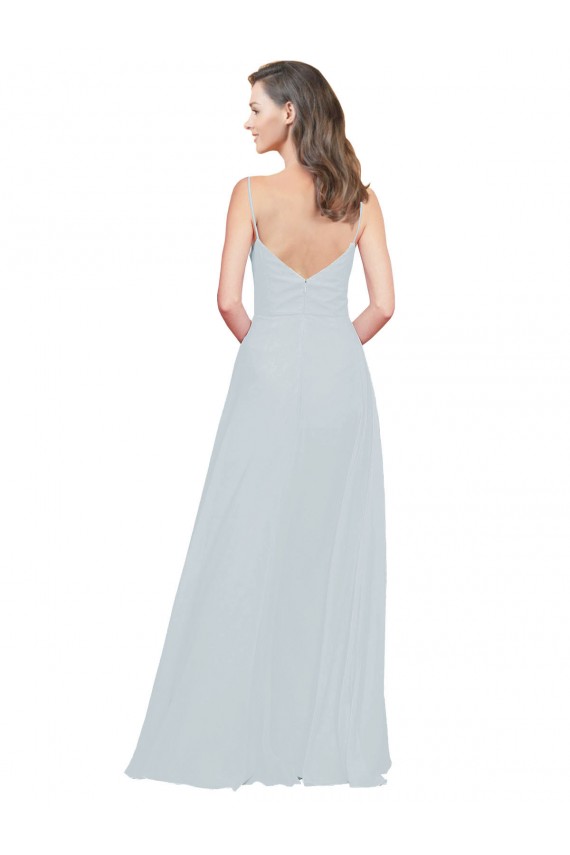 Soft Chiffon Spaghetti Straps Sleeveless Frost Long Bridesmaid Dress Kent