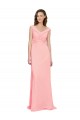 Soft Chiffon V-Neck Sleeveless Salmon Long Bridesmaid Dress Kent