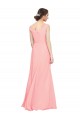 Soft Chiffon V-Neck Sleeveless Salmon Long Bridesmaid Dress Kent