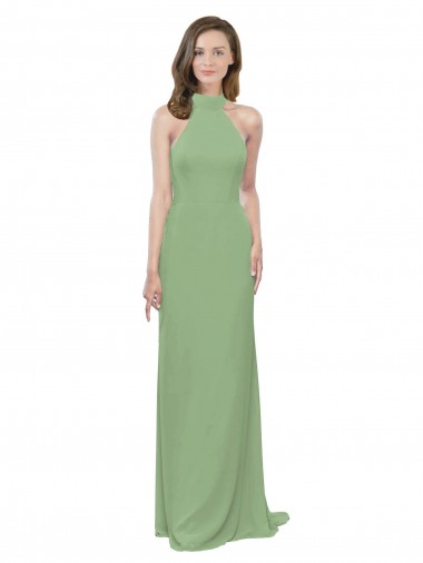 Soft Chiffon Halter Neck Sleeveless Long Formal Dress / Bridesmaid Dress Kent