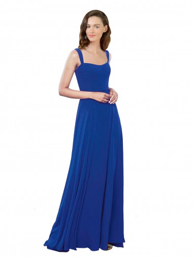 Soft Chiffon Square Neck Sleeveless Long Bridesmaid Dress Kent