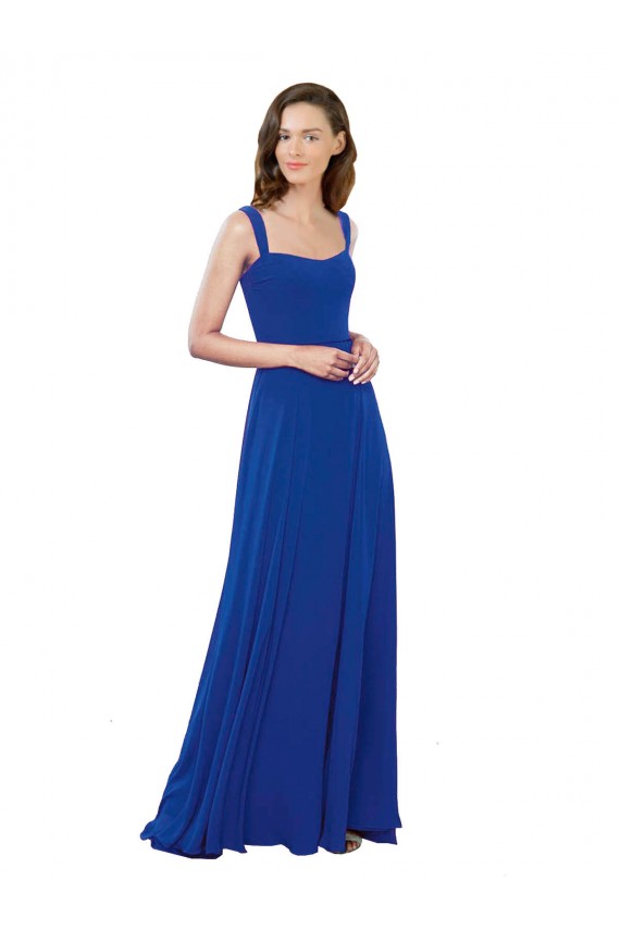 Soft Chiffon Square Neck Sleeveless Long Bridesmaid Dress Kent