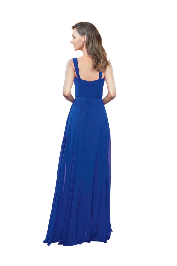 Soft Chiffon Square Neck Sleeveless Long Bridesmaid Dress Kent