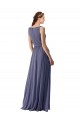Soft Chiffon V-Neck Sleeveless Silver Stone Long Bridesmaid Dress Kent