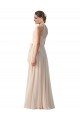 Soft Chiffon Bateau Neck Sleeveless Long Bridesmaid Dress Kent