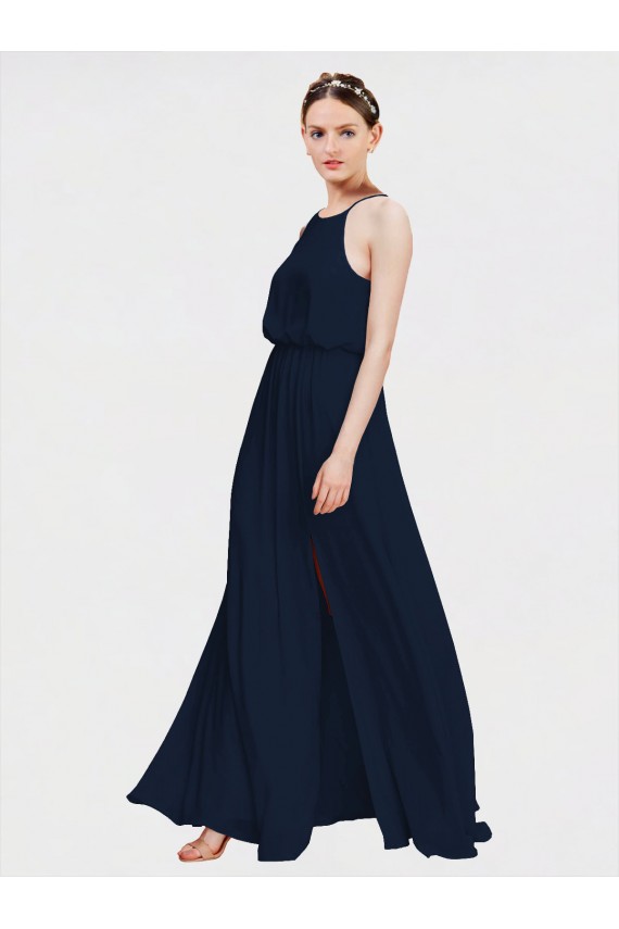 Chiffon Halter Neck Sleeveless Long Floor Length Formal Dress / Bridesmaid Dress Kent