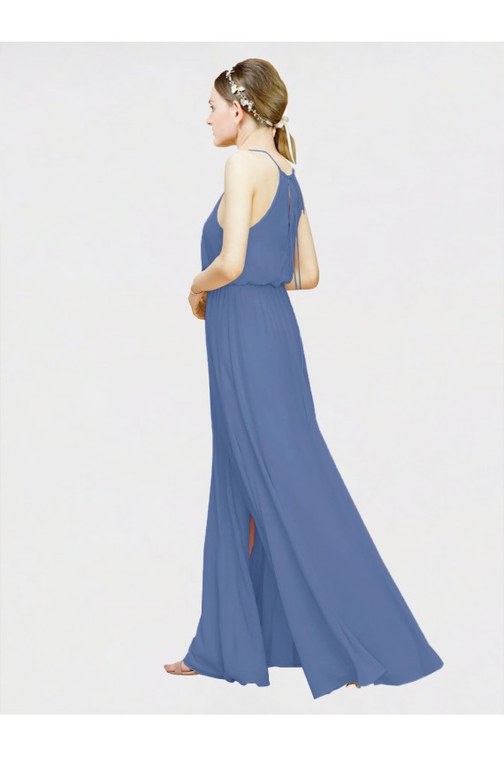 Chiffon Halter Neck Sleeveless Long Floor Length Formal Dress / Bridesmaid Dress Kent