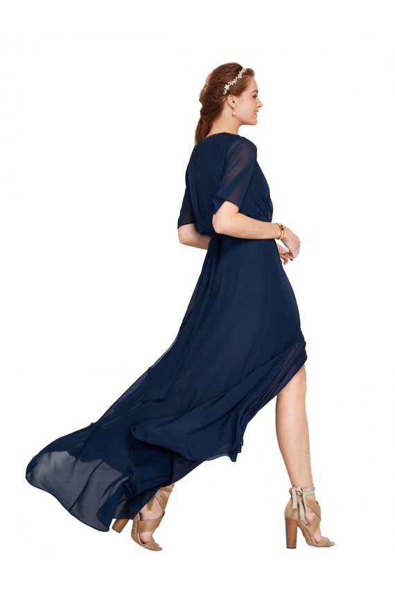 Soft Chiffon V-Neck Flutter Sleeves Long Bridesmaid Dress / Formal Dress Kent