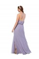 Chiffon Halter Neck Sleeveless Open Back Dark Navy Long Bridesmaid Dress / Evening Dress Kent