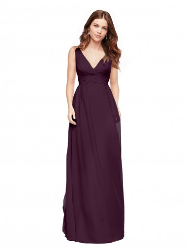 Chiffon V-Neck Sleeveless Grape Long Evening Gowns / Bridesmaid Dresses Kent