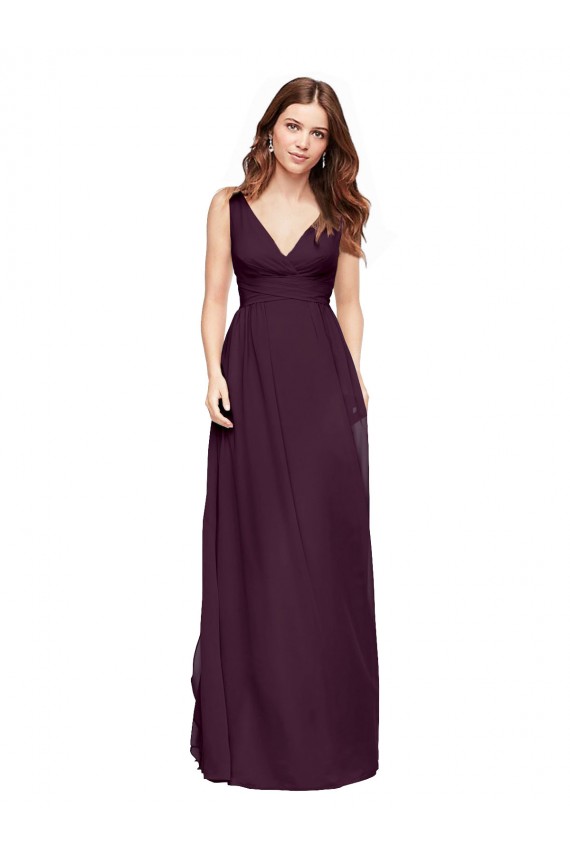 Chiffon V-Neck Sleeveless Grape Long Evening Gowns / Bridesmaid Dresses Kent