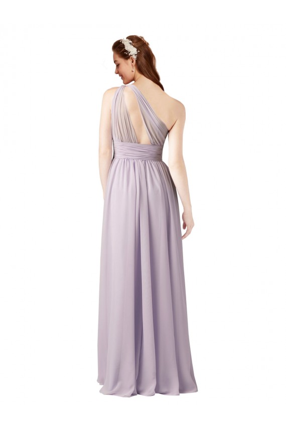 Chiffon One Shoulder Sleeveless Long Floor Length Bridesmaid Dress Kent