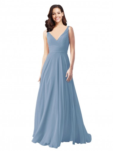 Chiffon V-Neck Sleeveless Long Wedding Party Dress Kent