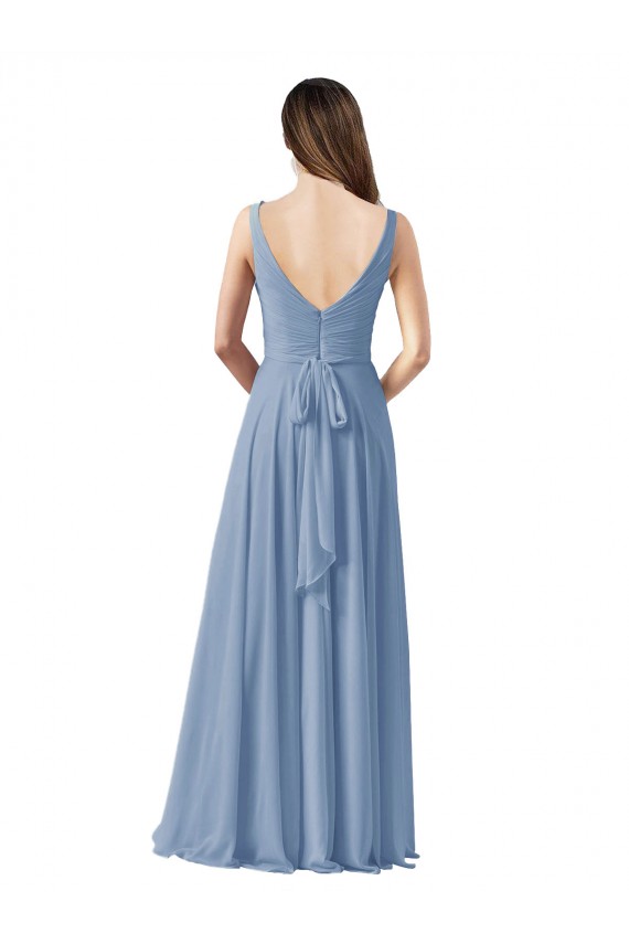 Chiffon V-Neck Sleeveless Long Wedding Party Dress Kent