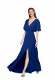 Chiffon V-Neck Flutter Sleeves Open Back Long Bridesmaid Dress / Evening Gowns Kent