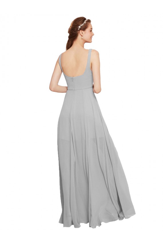 Chiffon Spaghetti Straps Sleeveless Long Bridesmaid Evening Dress Kent