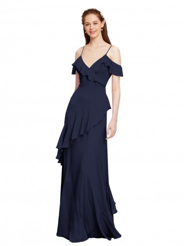 Chiffon Off the Shoulder Sleeveless Long Formal Dresses / Bridesmaid Dresses Kent