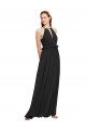 Soft Chiffon Halter Neck Sleeveless Keyhole Back Black Long Bridesmaid Dress Kent
