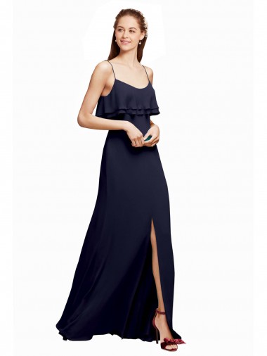 Chiffon Spaghetti Straps Sleeveless V-Back Long Floor Length Bridesmaid Dress Kent