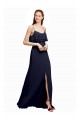 Chiffon Spaghetti Straps Sleeveless V-Back Long Floor Length Bridesmaid Dress Kent