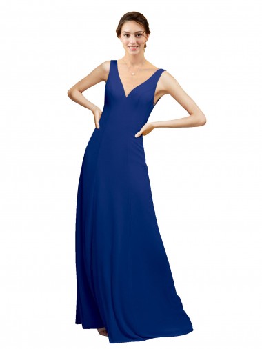 Chiffon V-Neck Sleeveless Low Back Long Floor Length Bridesmaid Dress Kent