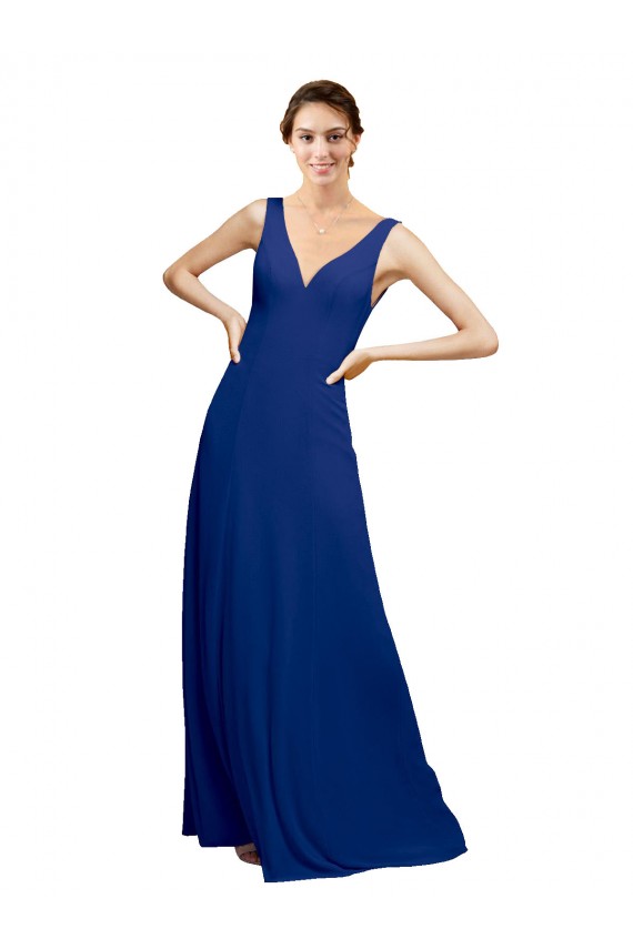 Chiffon V-Neck Sleeveless Low Back Long Floor Length Bridesmaid Dress Kent