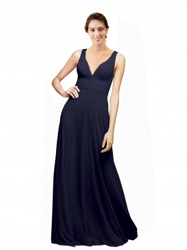 Chiffon V-Neck Sleeveless Open Back Long Wedding Guest Dress Kent