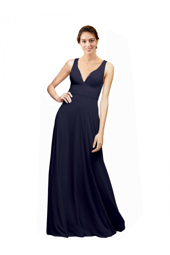 Chiffon V-Neck Sleeveless Open Back Long Wedding Guest Dress Kent