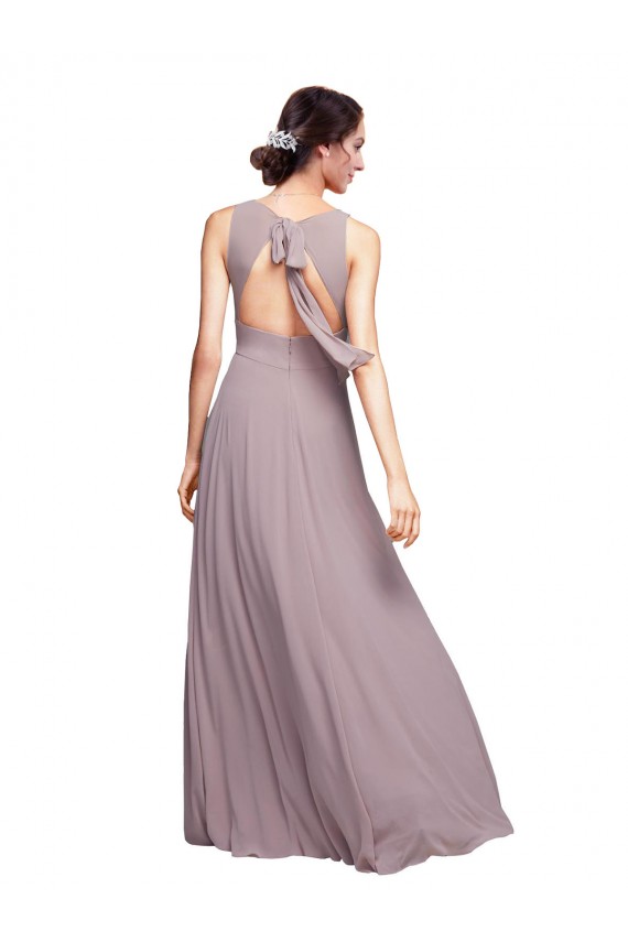 Chiffon V-Neck Sleeveless Open Back Long Wedding Guest Dress Kent