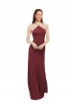 Soft Chiffon Halter Neck Sleeveless Open Back Burgundy Long Formal Dress / Bridesmaid Dress Kent