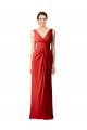 Soft Chiffon V-Neck Sleeveless V-Back Red Long Bridesmaid Dress Kent